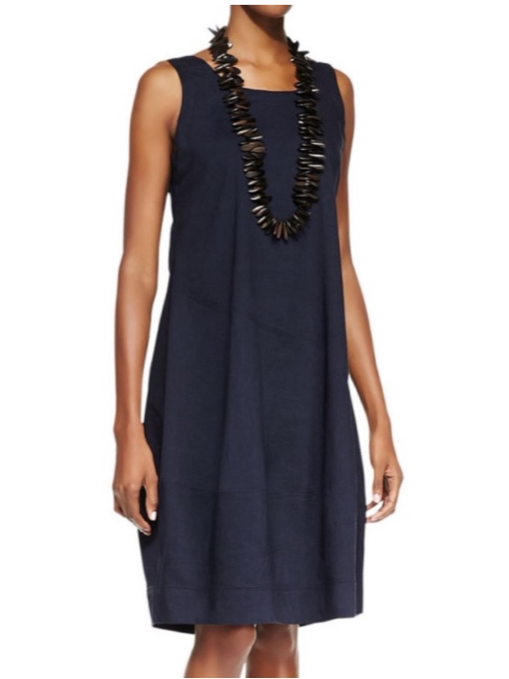 Eileen Fisher Navy Sleeveless A-Line Organic Linen Dress ❤️❤️